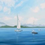 Füssen Urlaub Segelboot - Malerei auf Leinwand mit Acryl